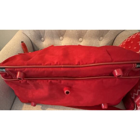 Kipling Duffle Bag Large Red Nylon Luggage Travel Gym Bag/Monkey Key Chain - Picture 6 of 15